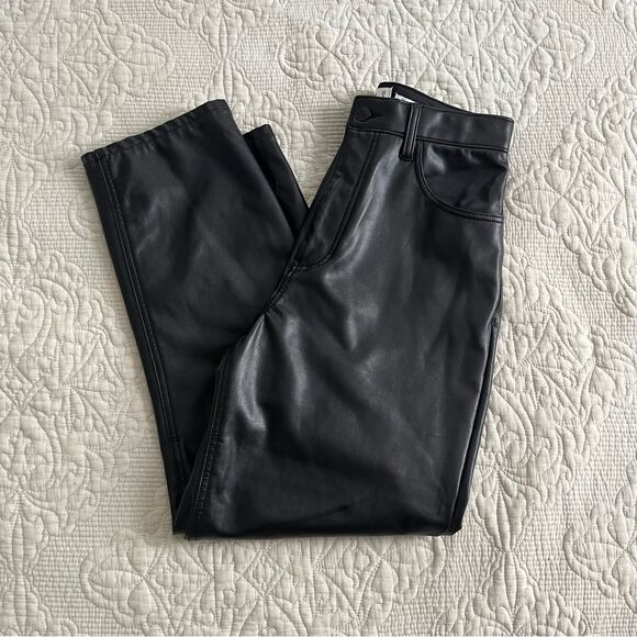 Abercrombie and fitch black 90s straight vegan leather pants size 27/4s - Picture 2 of 4